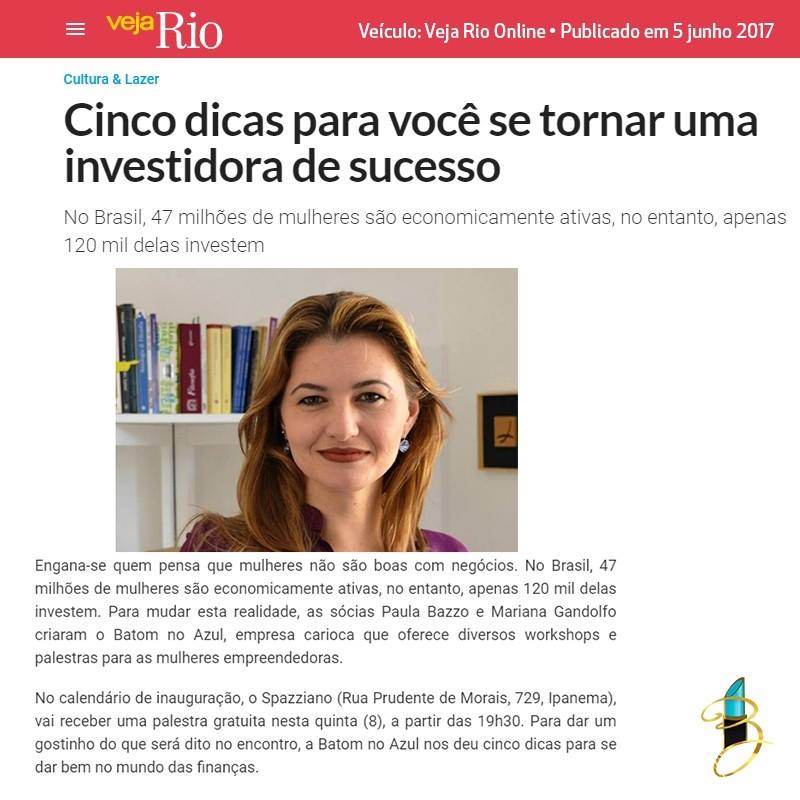 Paula bazzo em entrevista Veja RIo